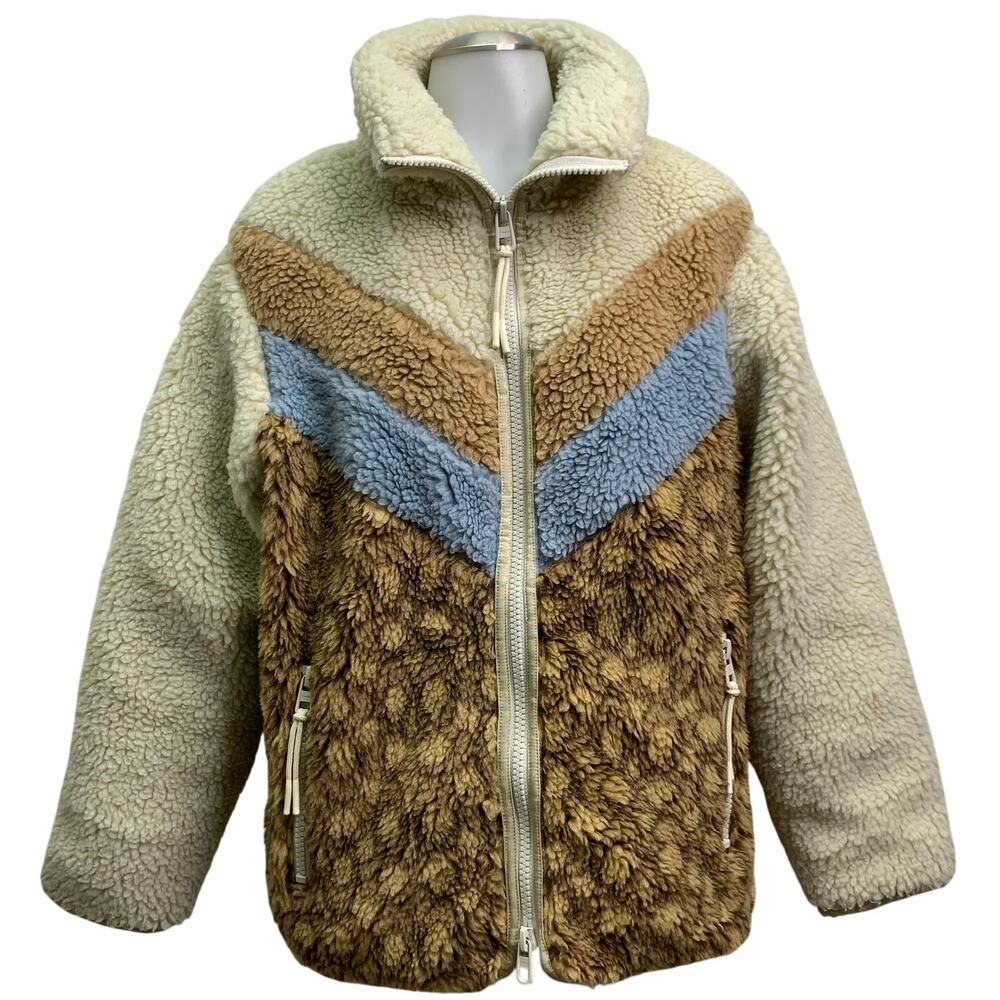 Coach Womens Sherpa Signature Teddy Jacket Full Zip Logo Winter Coat
